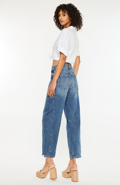 Kancan Yolanda Low Slung Horseshoe Jeans In Blue