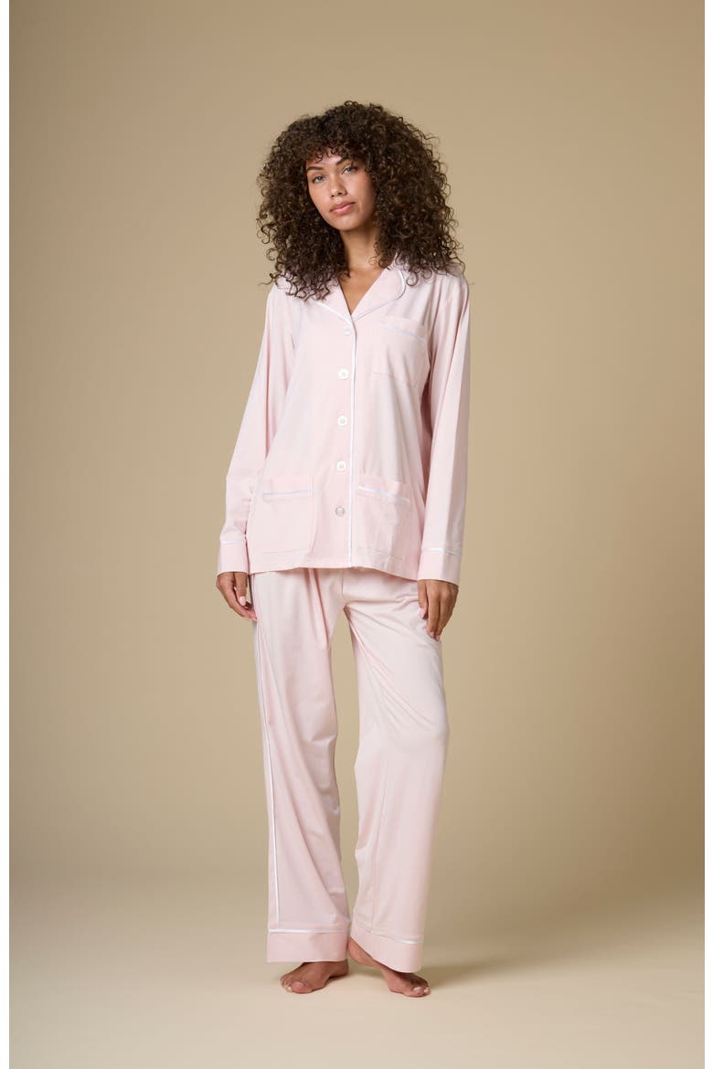 Luxe Stretch Cotton Long Pajama Gift Set, Alternate, color, Pink Peony