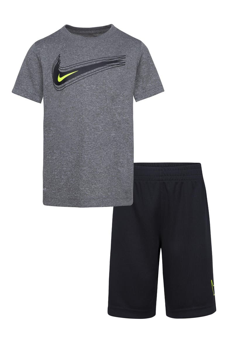 Kids' Dri-FIT T-Shirt & Shorts Set, Main, color, BLACK