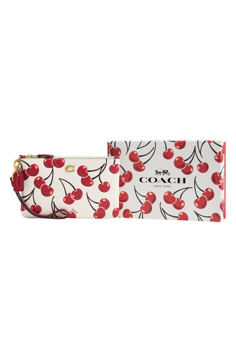 COACH Small Cherry Print Leather Boxed Wristlet, Alternate, color, 