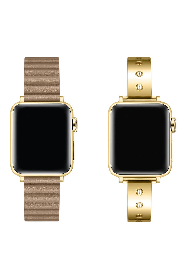 Orla Leather & Link Watchband Set, Alternate, color, GOLD