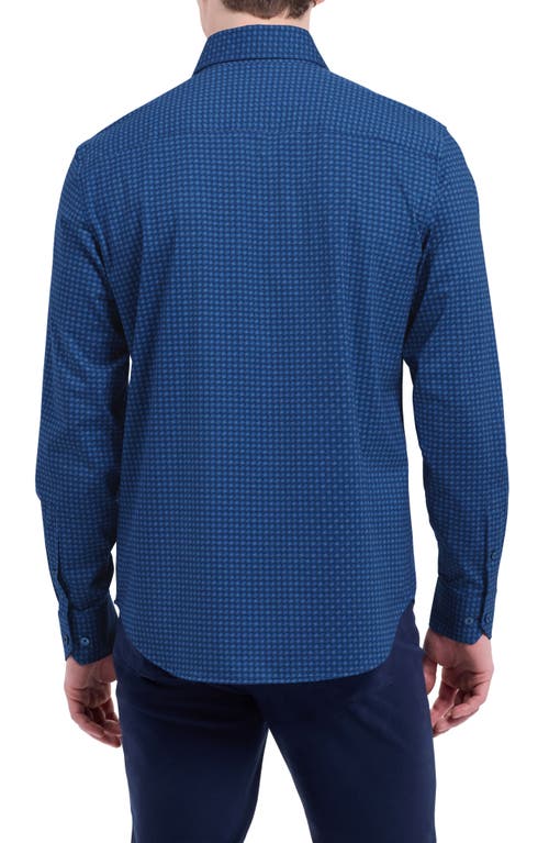 Bugatchi Devon Ooohcotton® Geo Print Button-up Shirt In Blue