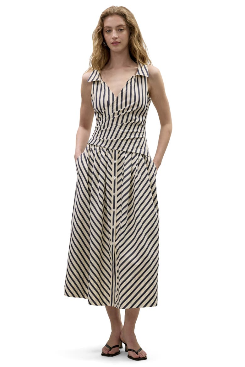 Isla Stripe Poplin Dress, Main, color, Cream Stripe