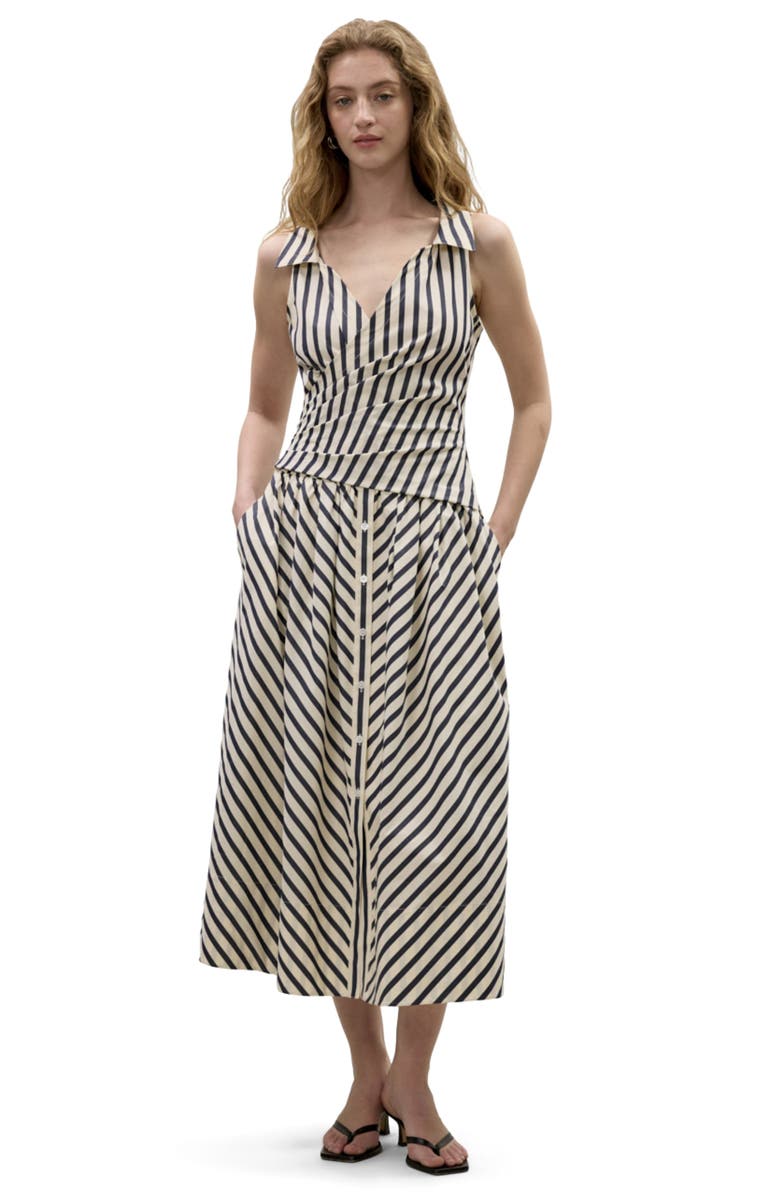 Rebecca Taylor Isla Stripe Poplin Dress, Main, color, Cream Stripe