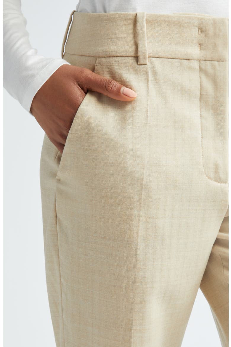 Herringbone Stretch Wool Ankle Pants, Alternate, color, TAN