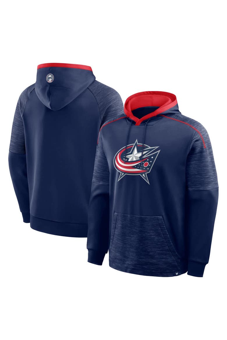 Men's Fanatics Navy Columbus Blue Jackets Goaltender Defender Pullover Hoodie, Main, color, Navy