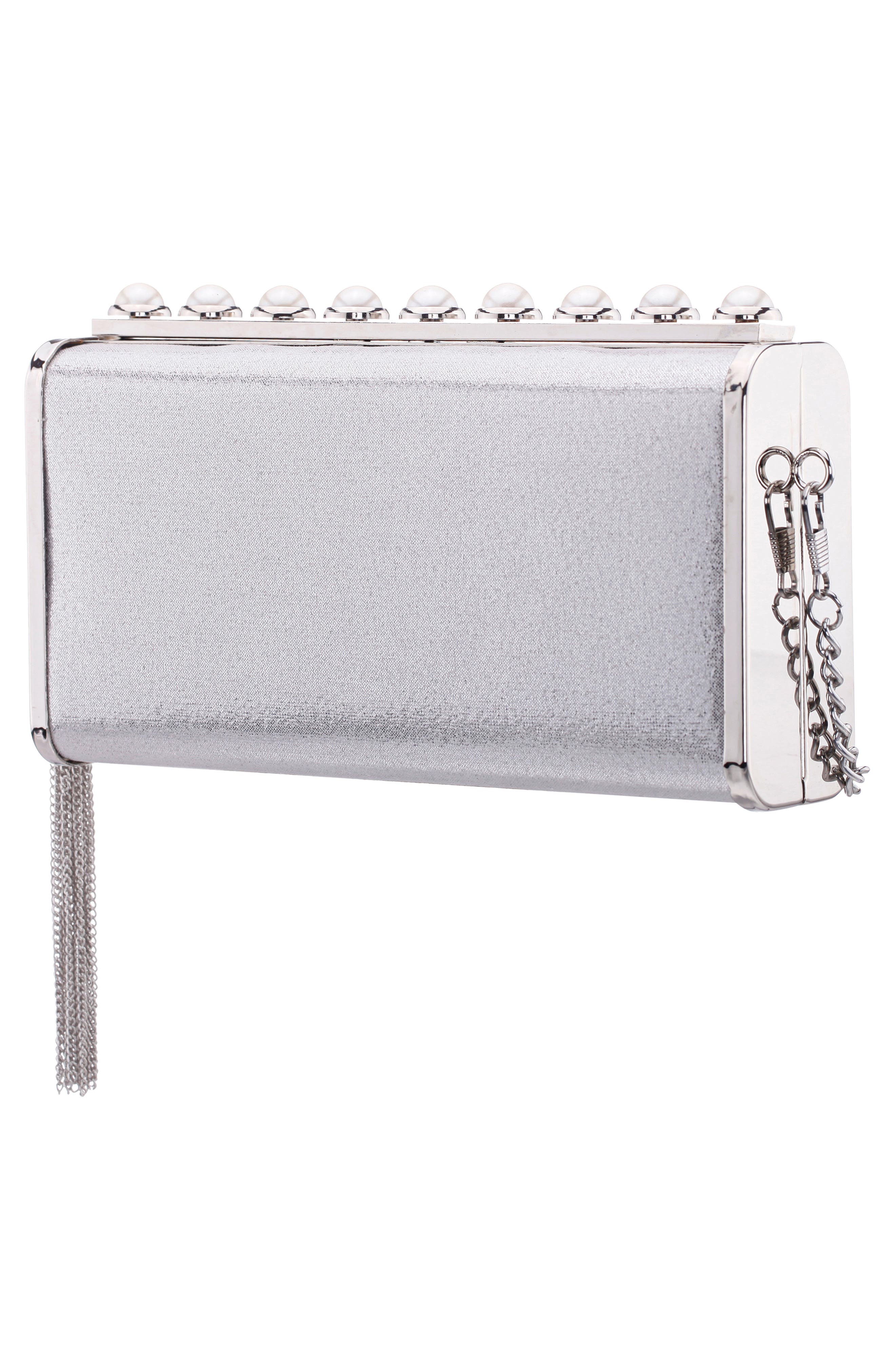 Amos Crystal Clutch, Alternate, color, SILVER