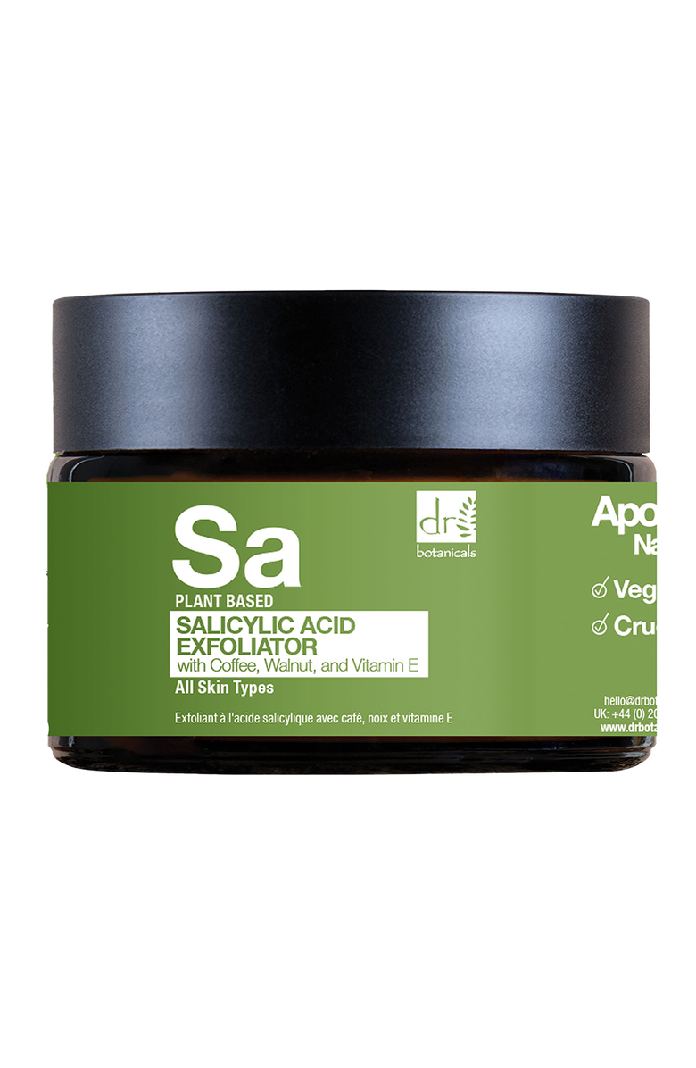 DR BOTANICALS Salicylic Acid Exfoliator with Coffee, Walnut & Vitamin E 60ml, Main, color, White