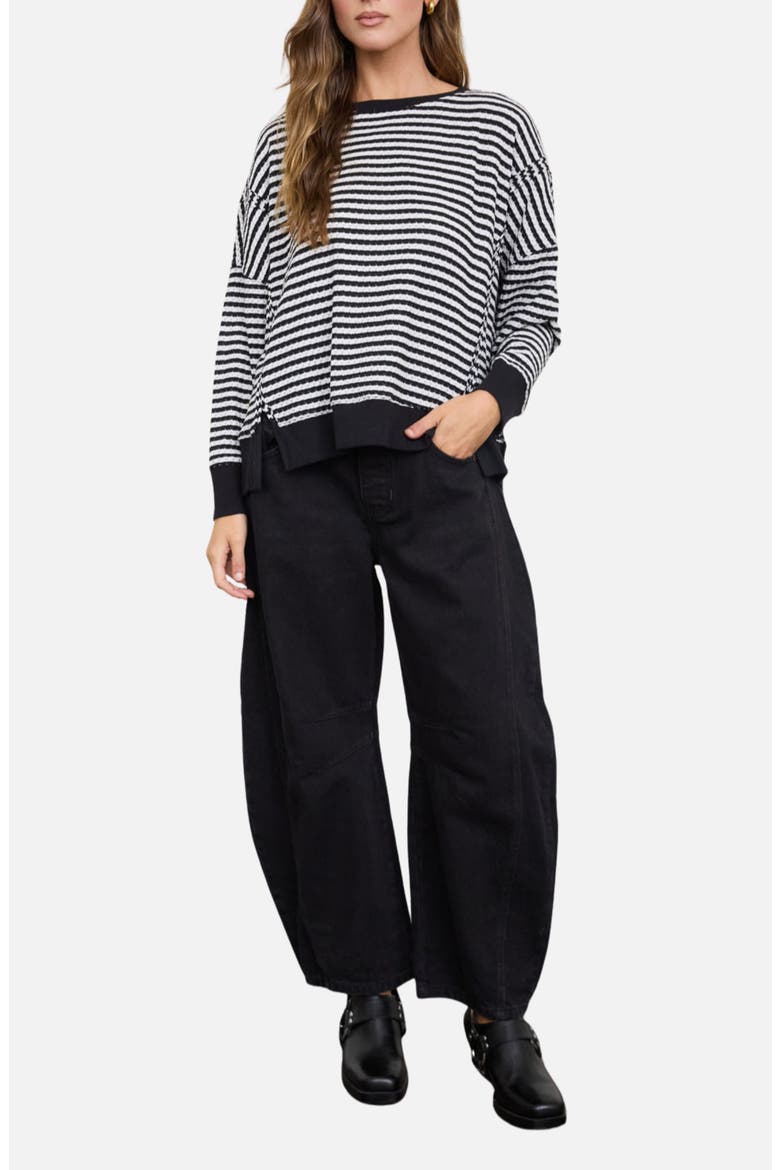 Stripe Cotton Blend Sweater, Alternate, color, BLACK