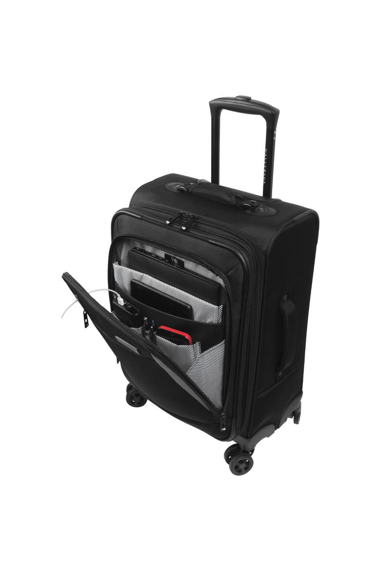 Solutions 20 Expandable Spinner Carry-On with Padded Electronics Pockets, Alternate, color, Black
