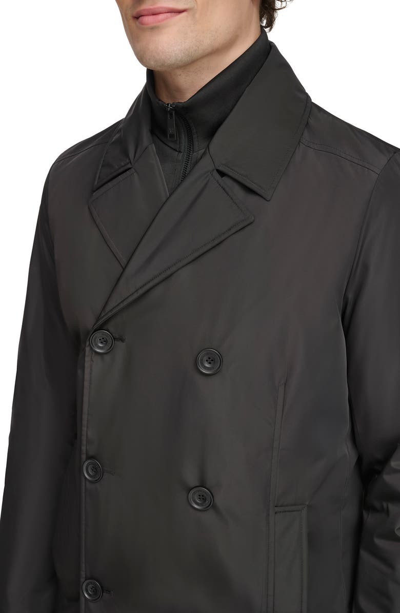 Kenneth Cole Water Resistant Double Breasted Bib Coat, Alternate, color, Black