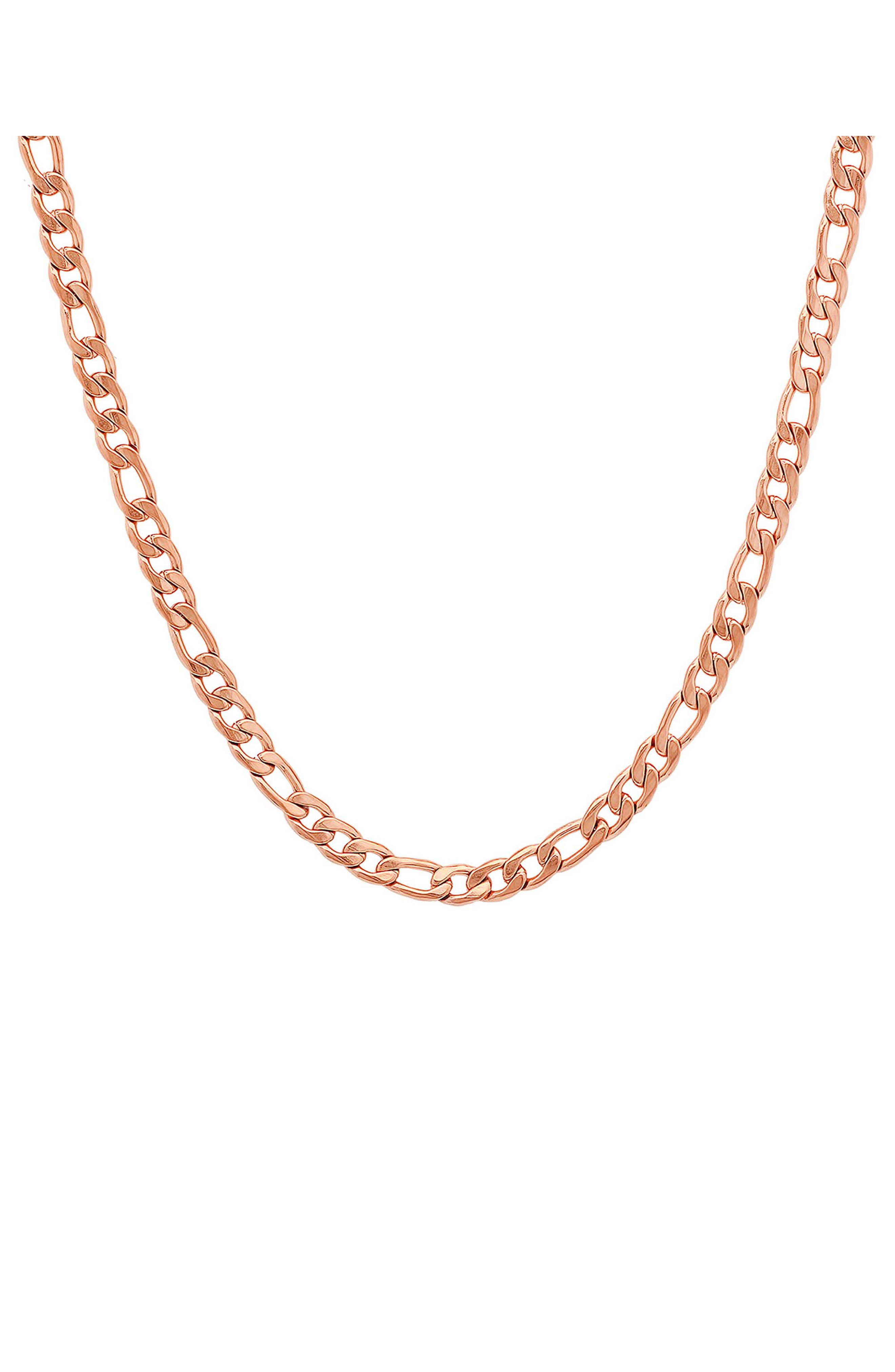 18K Rose Gold Plated Figaro Chain Necklace