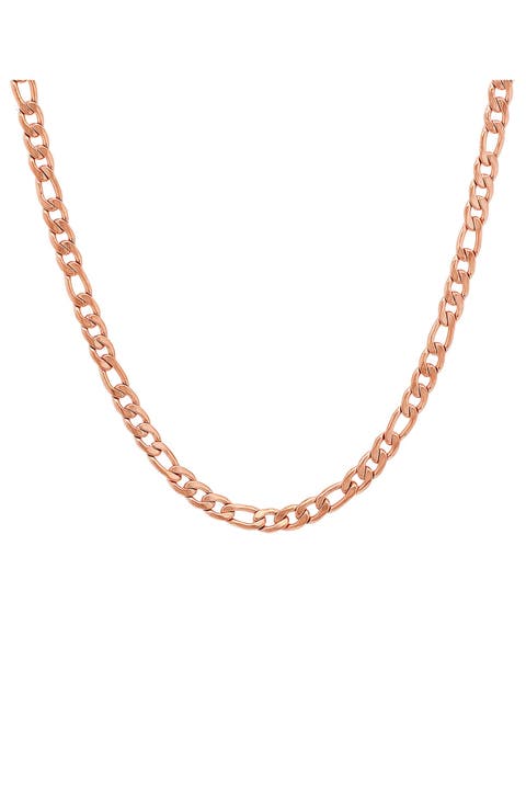 18K Rose Gold Plated Figaro Chain Necklace