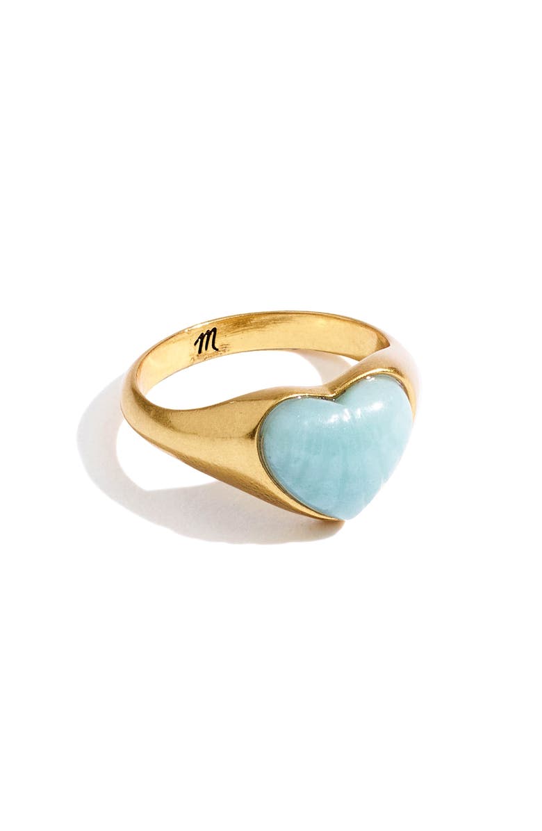 Madewell Stone Collection Jade Heart Signet Ring, Main, color, 