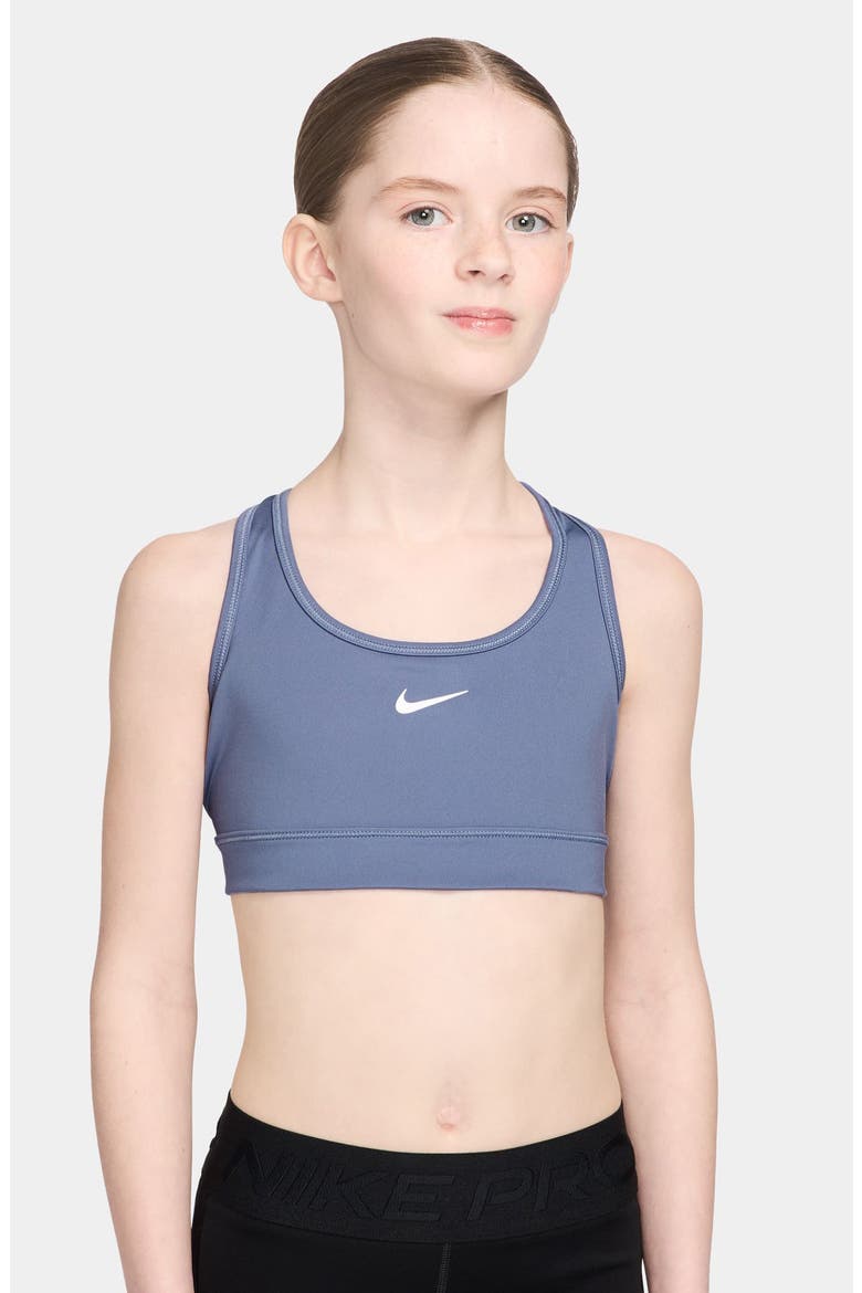Kids' Dri-FIT Racerback Sports Bra, Main, color, WORLD INDIGO/ WHITE