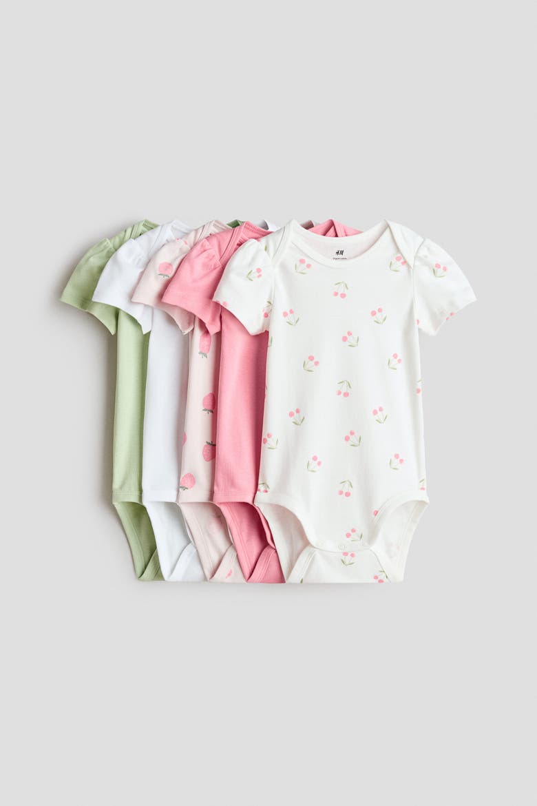 5-pack Cotton Bodysuits, Main, color, Pink/berries
