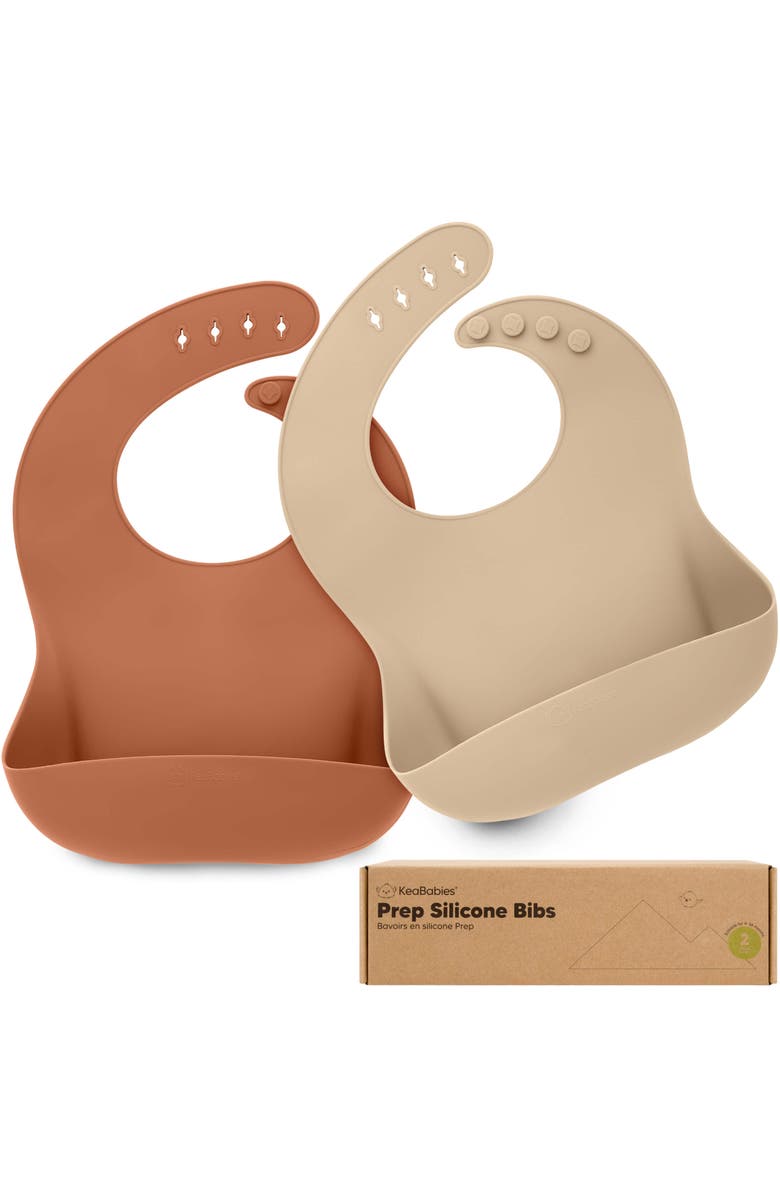 KeaBabies Prep Silicone Bibs, Main, color, Terracotta