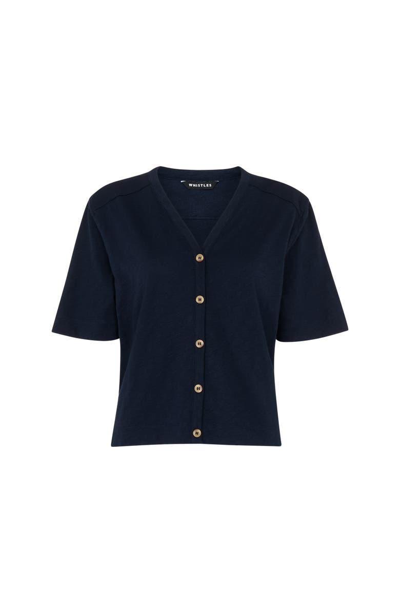 22454328 Ella V-Neck Button Through Top, Alternate, color, Navy