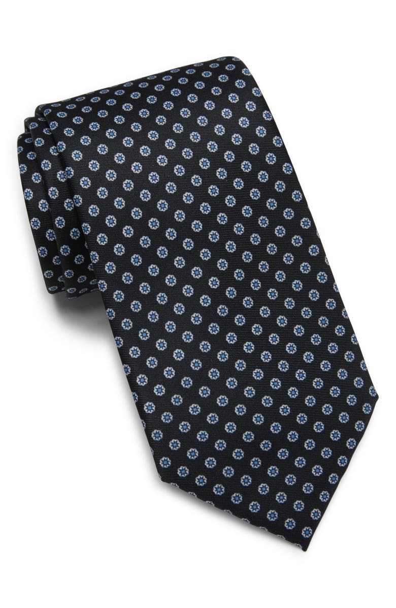 NORDSTROM RACK Terry Neat Medallion Print Silk Neck Tie, Main, color,