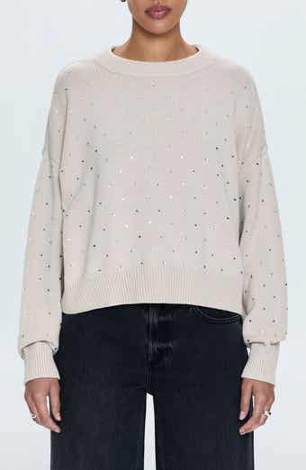 Pistola Steph Rhinestone Accent Cotton Crewneck Sweater