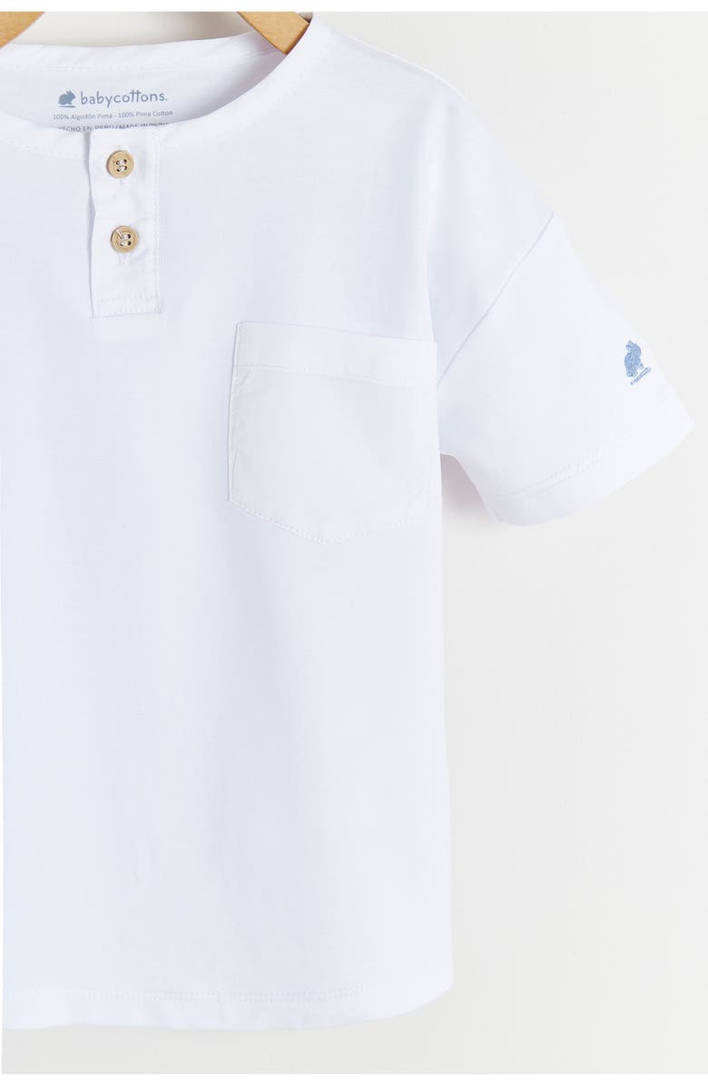 Babycottons Premium Peruvian Pima Cotton Essentials Mandarin Collar T-Shirt for Toddler, Alternate, color, White