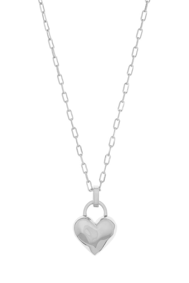 Link Chain Heart Pendant Necklace, Main, color, SILVER
