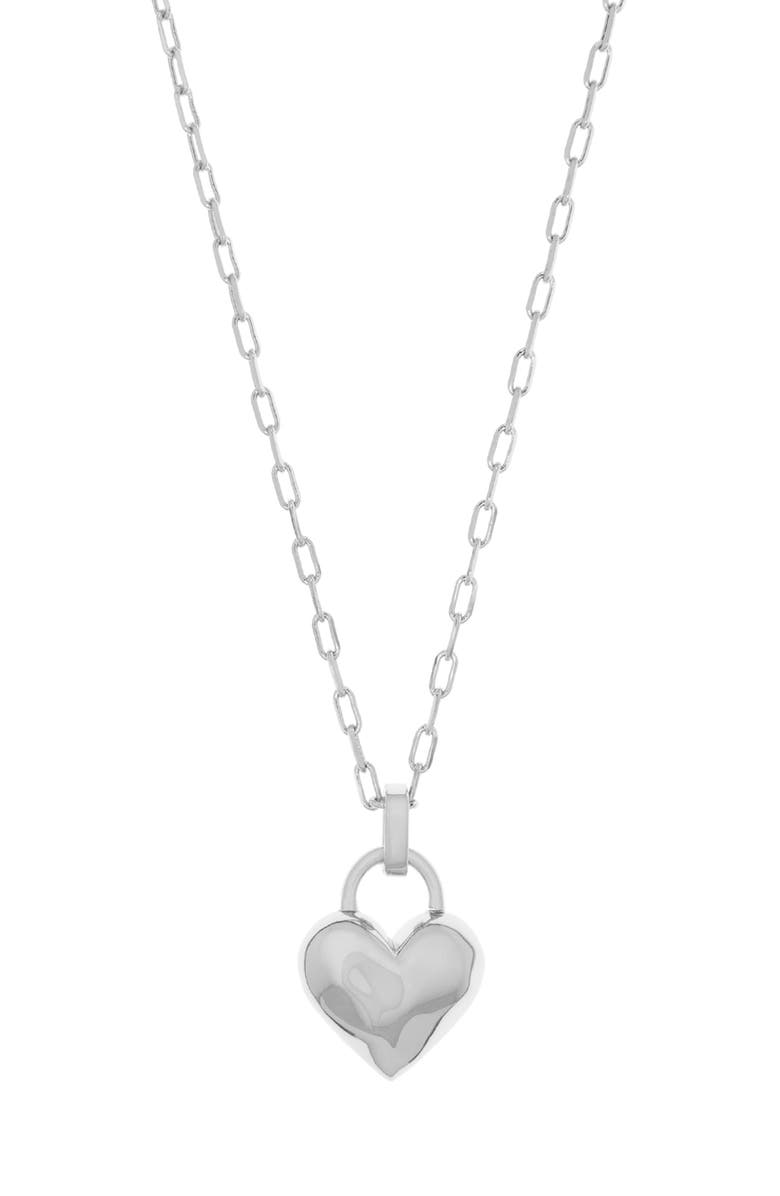 MARLYN SCHIFF Link Chain Heart Pendant Necklace, Main, color, Silver