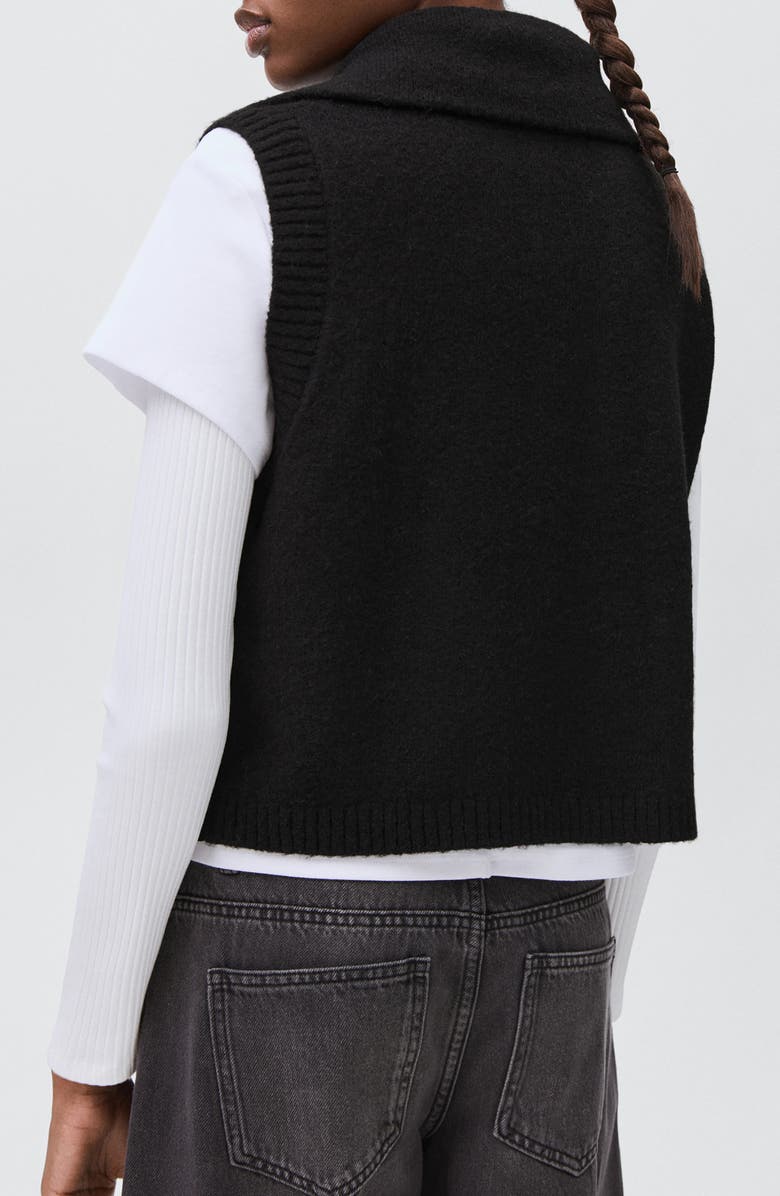 MANGO TEEN Perkins Collared Sweater Vest, Alternate, color, Black