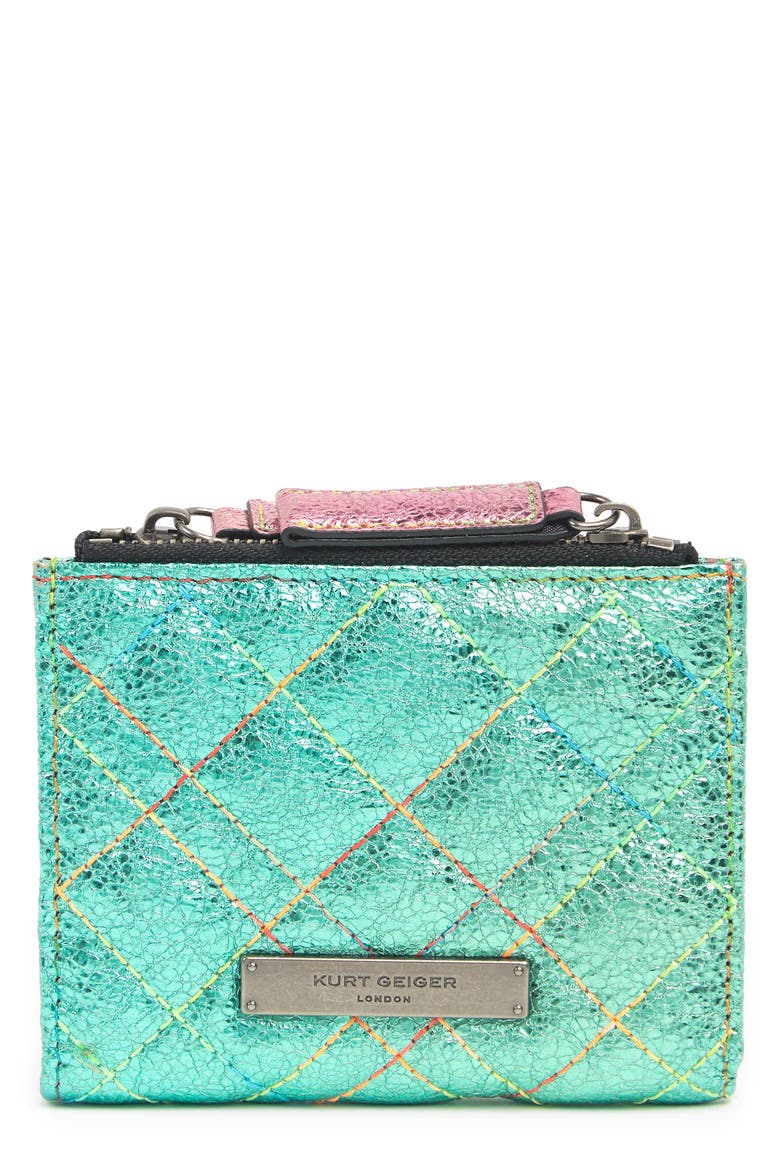 Diamond Quilt Leather Bifold Wallet, Main, color, BLUE