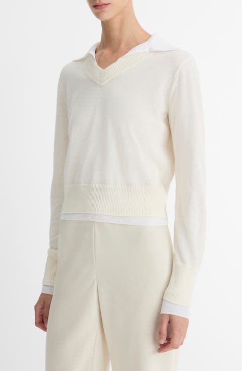 Fine Gauge Collared Sweater