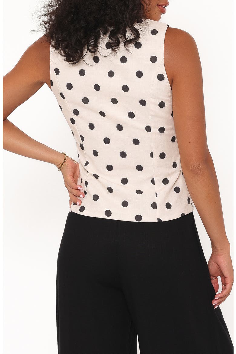 Zoie Polka Dot Tie Front Sleeveless Top, Alternate, color, CREAM POLKA DOT