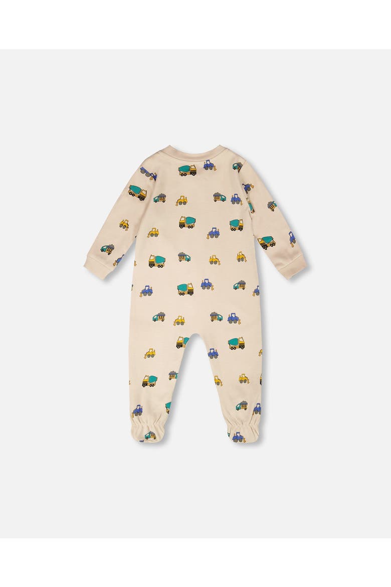 Organic Cotton One-Piece Truck Print Pyjama, Alternate, color, Beige Printed Trucks