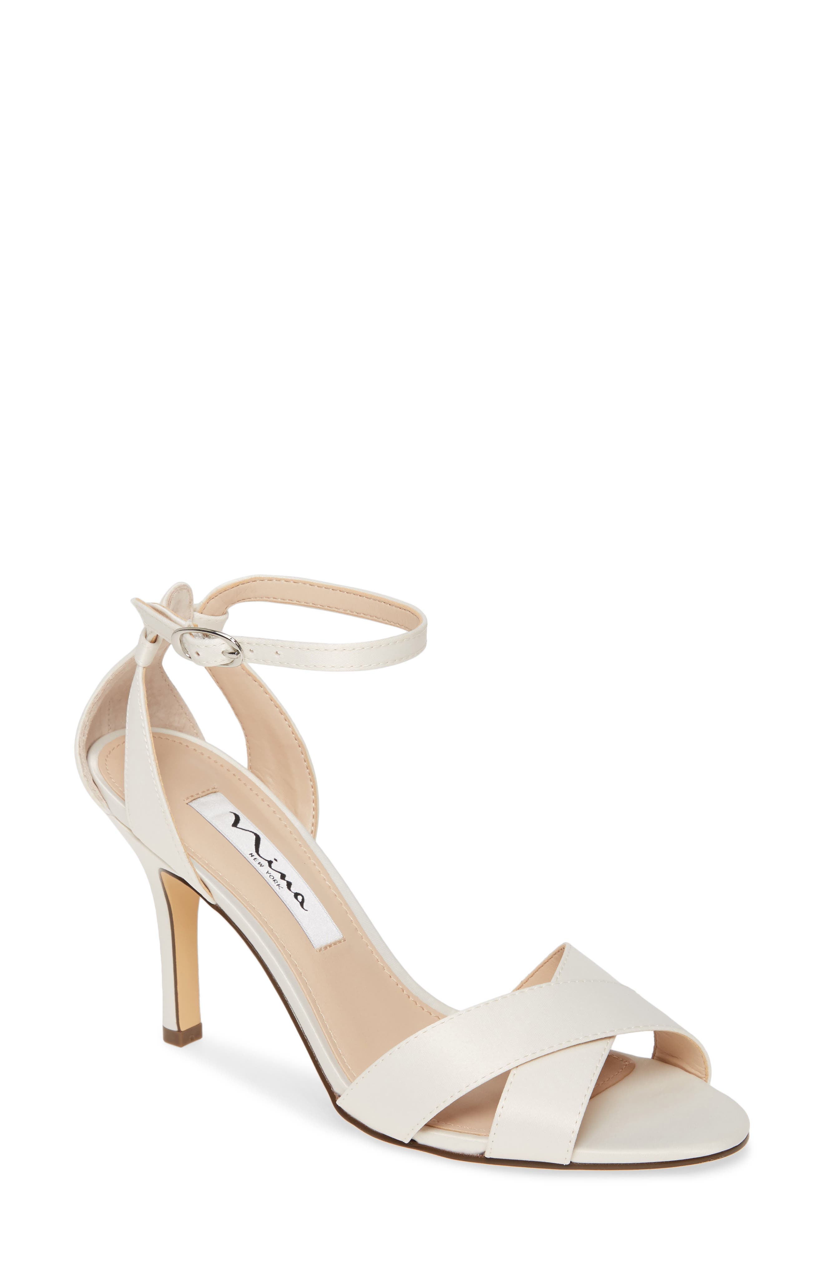 Ankle Strap Sandal, Main, color, IVORY SATIN