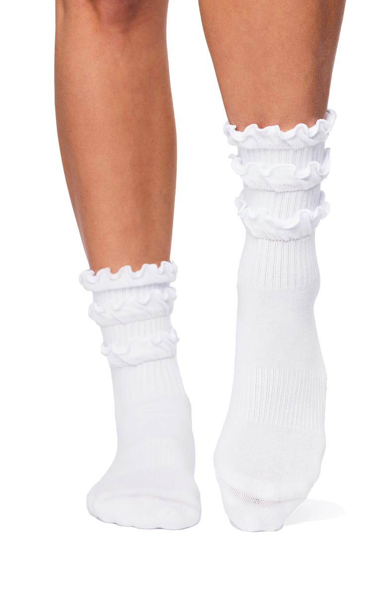 Arebesk Triple Ruffle Gripper Crew Socks, Alternate, color, White