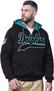STARTER Men's Starter Black Miami Dolphins Big Shot Full-Zip Double Hoodie