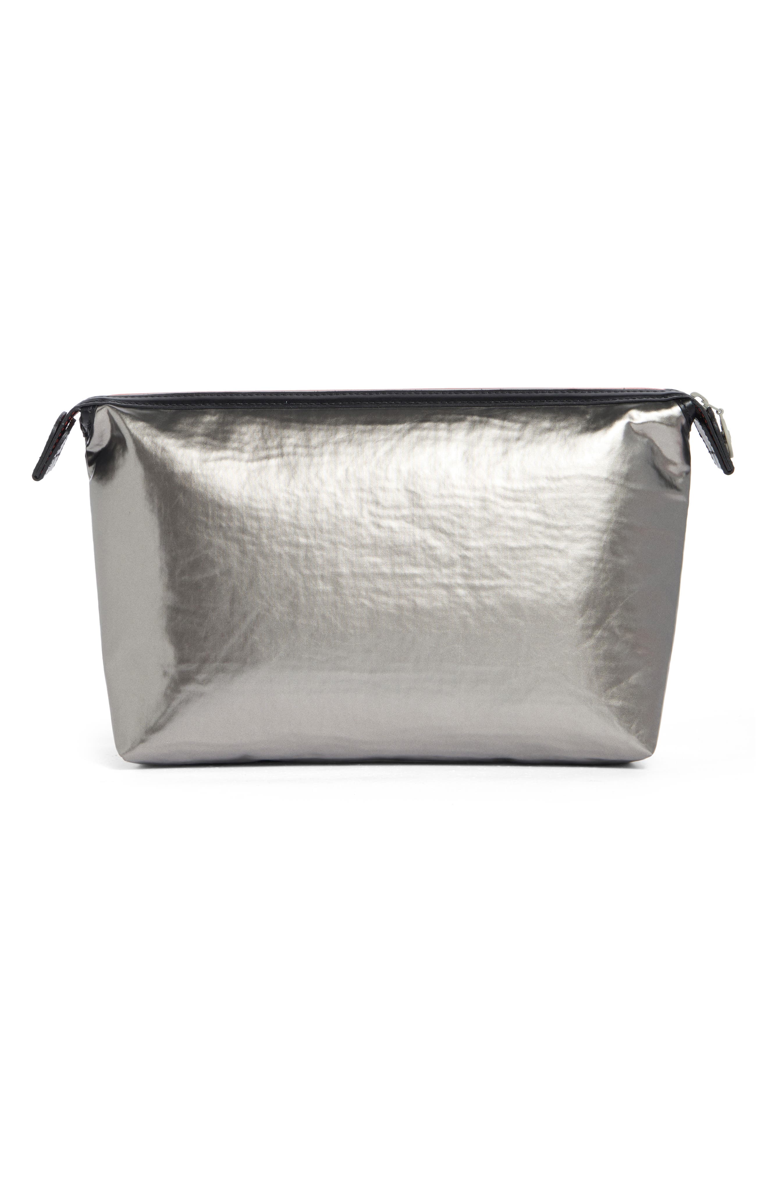 Longchamp Astro Toiletry Zip Bag, Alternate, color, Silver