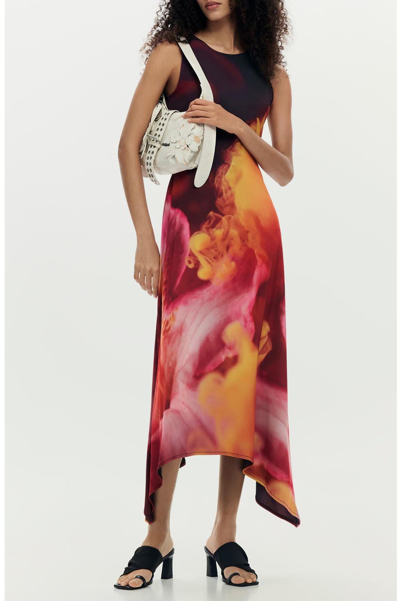 Floral Print Sleeveless Dress, Main, color, BLACK