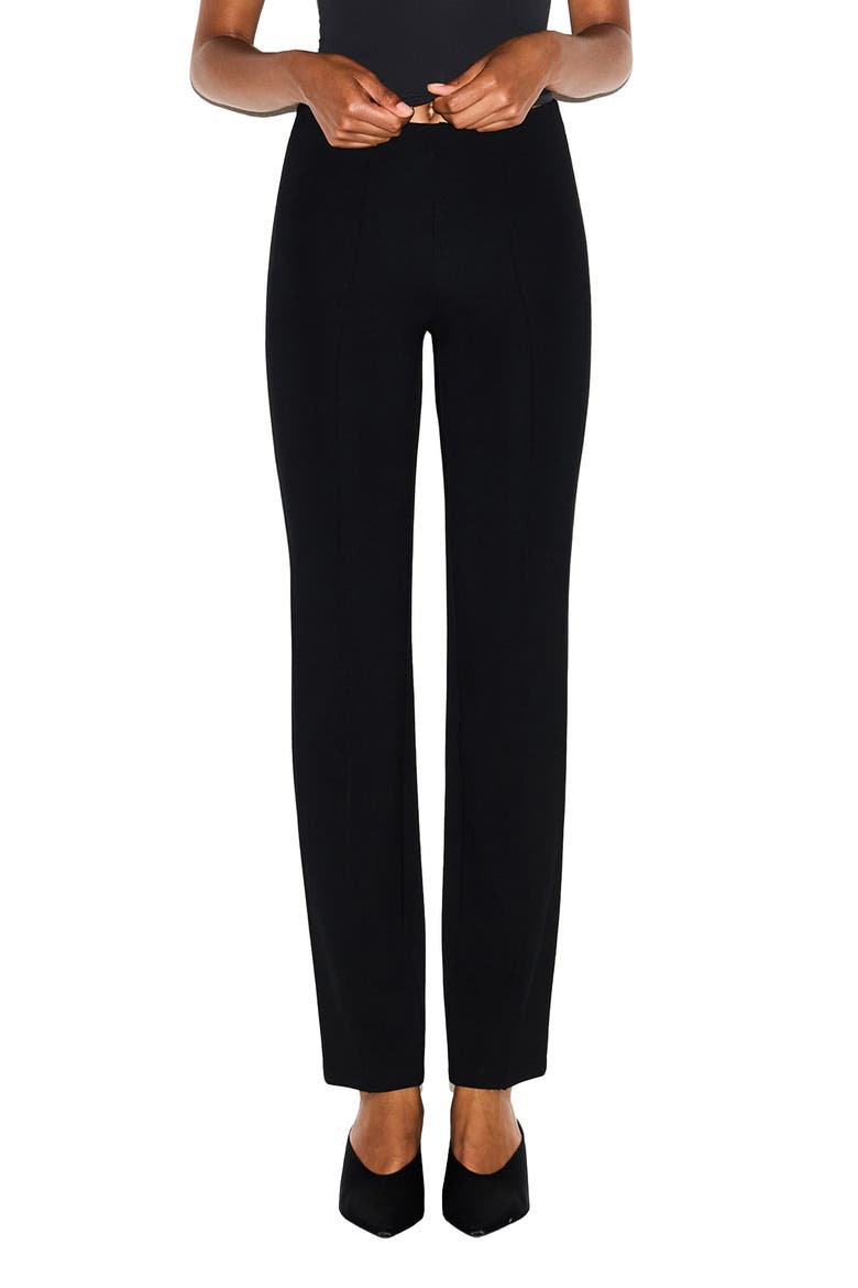 The Essential Collection High Waist Pintuck Straight Leg Pants, Main, color, OBSIDIAN