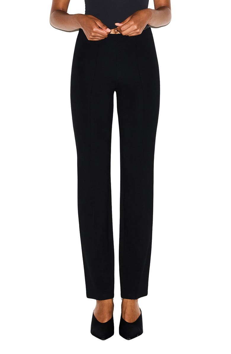 SKIMS The Essential Collection High Waist Pintuck Straight Leg Pants, Main, color, Obsidian