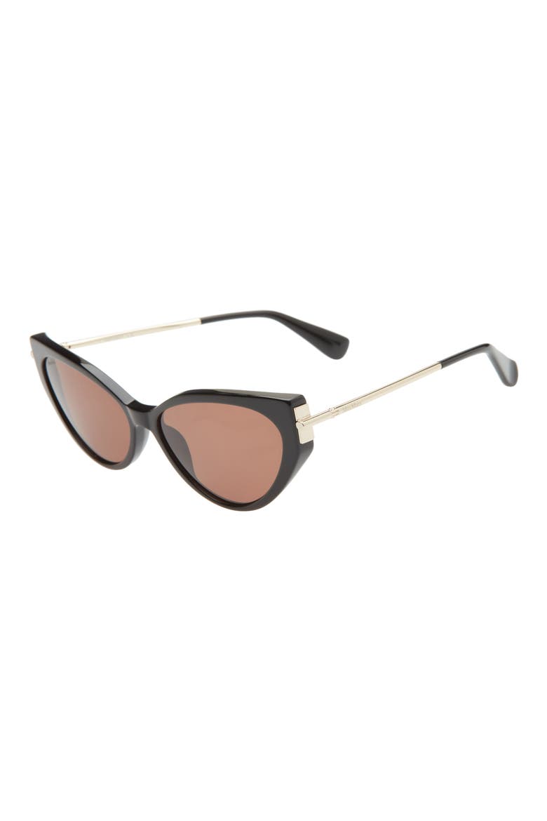 57mm Cat Eye Sunglasses, Alternate, color, BLACK/ GOLD/ BROWN