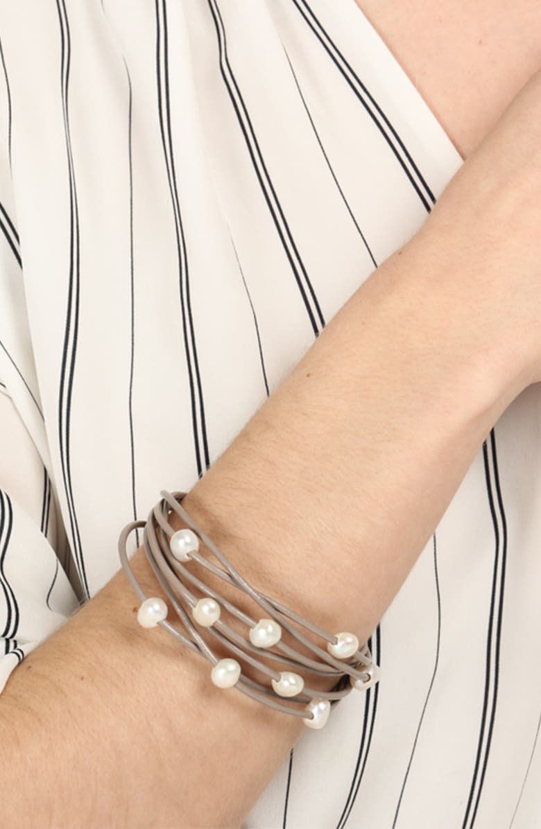 SAACHI Celeste Beaded Leather Bracelet, Alternate, color,