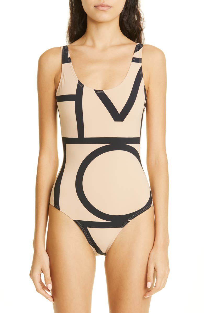 TOTEME Monogram One-Piece Swimsuit, Main, color,