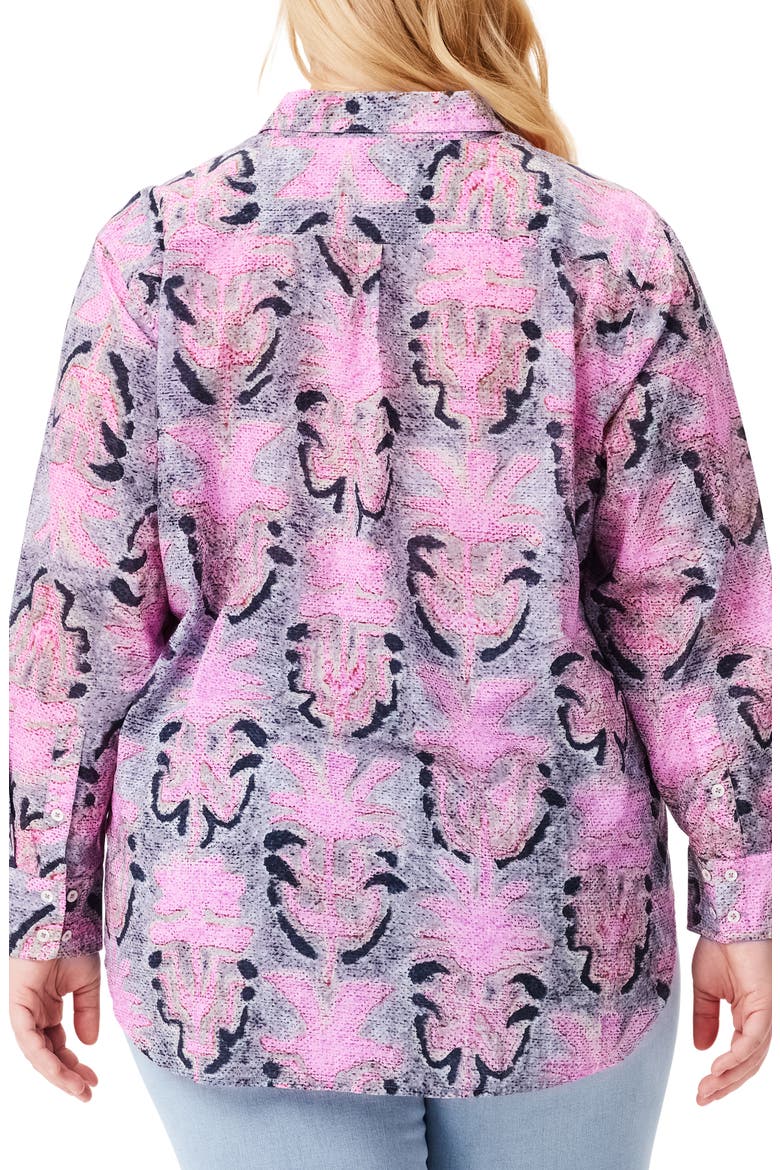 Petal Patch Relaxed Cotton Button-Up Shirt, Alternate, color, PINK MULTI