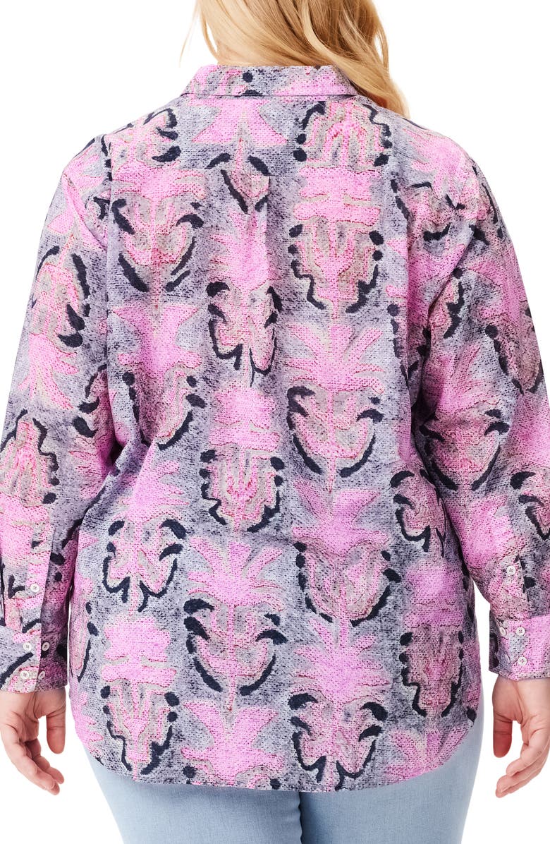 NIC+ZOE Petal Patch Relaxed Cotton Button-Up Shirt, Alternate, color, Pink Multi