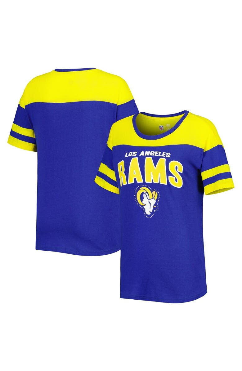 G-III 4HER BY CARL BANKS Women's G-III 4Her by Carl Banks Royal/Gold Los Angeles Rams Play the Ball T-Shirt, Main, color, 