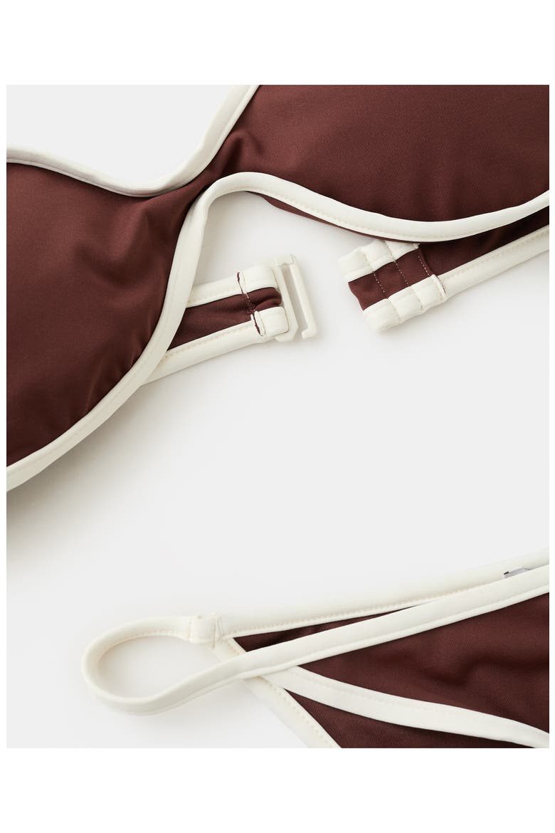 Contrast Binding Bikini Top, Alternate, color, BROWN