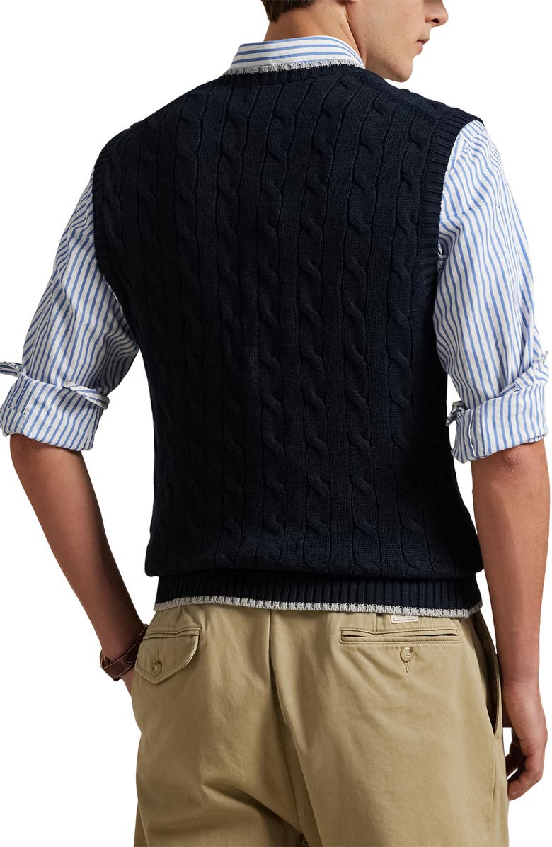 Polo Ralph Lauren Cable Stitch Cotton Sweater Vest, Alternate, color, 