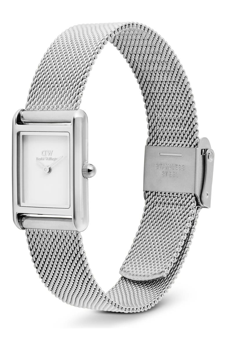 Bound Mini Tank Mesh Strap Watch, 17mm x 26mm, Alternate, color, SILVER-TONE