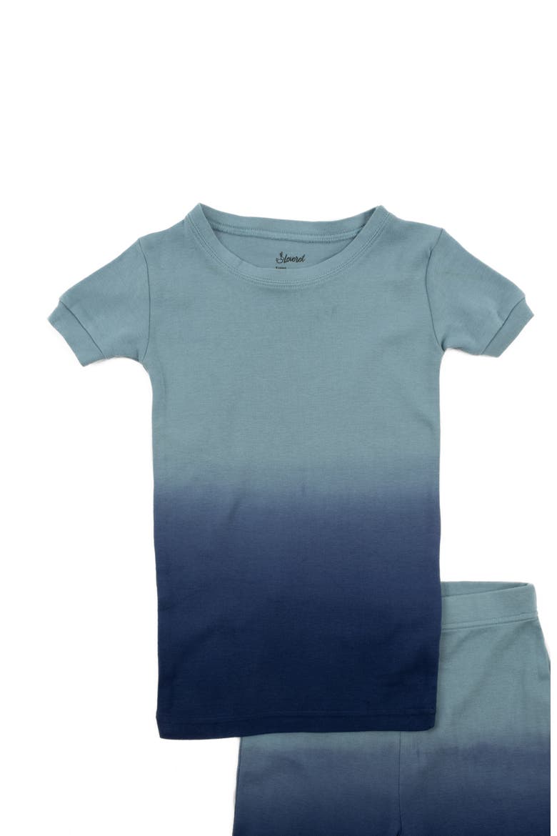 Kids Short Sleeve Cotton Tie Dye Matching Family Pajamas, Alternate, color, Tie Dye Blue