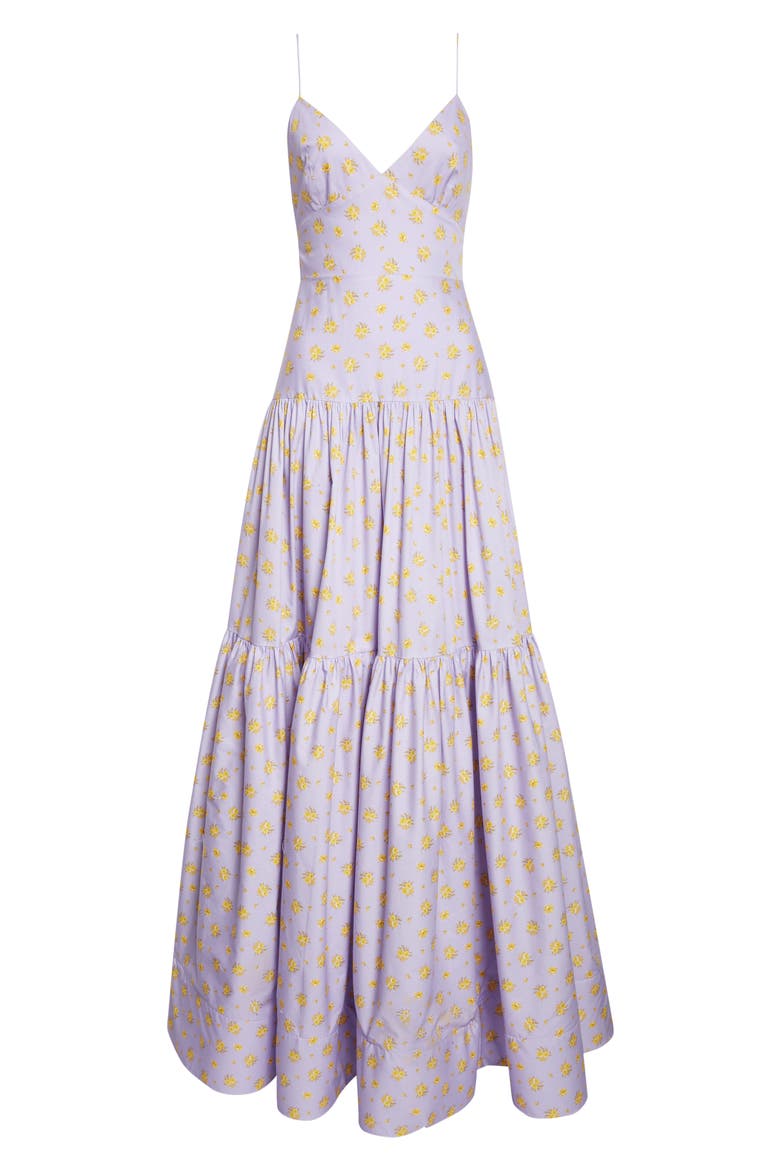 Floral Print Cotton Tiered Gown, Alternate, color, LAVENDER/ SUNFLOWER
